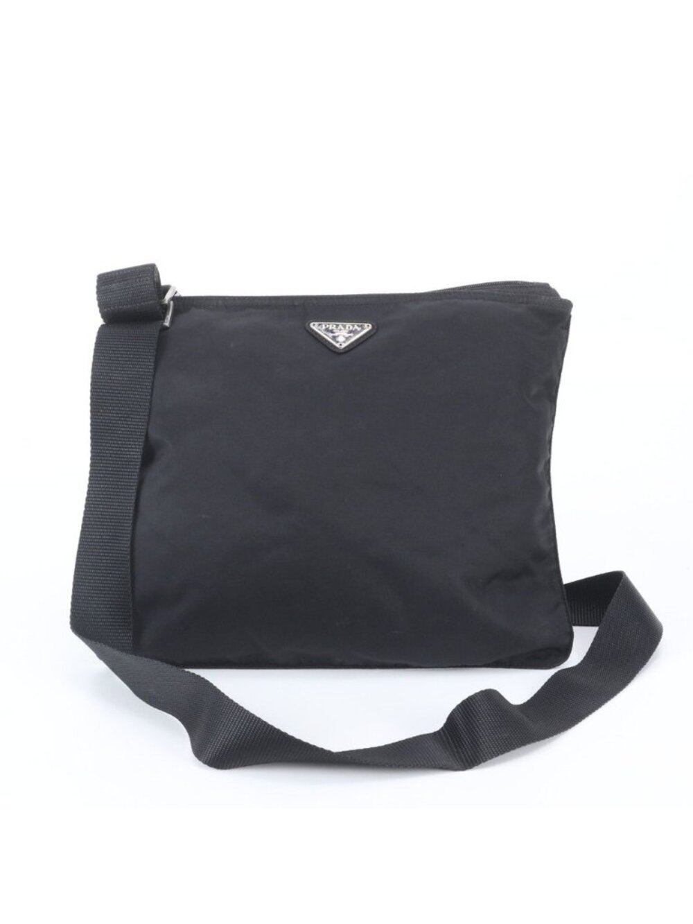 Prada Tessuto Nylon Triangle Logo Leather Shoulder Bag Crossbody Messenger